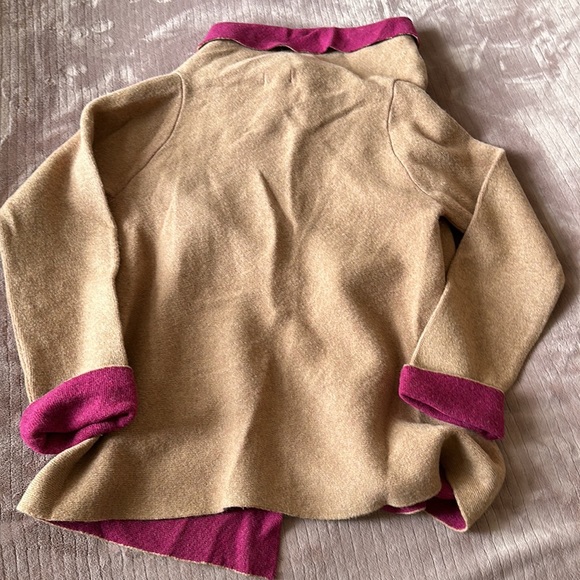 New a ida made in Italy pink and tan knit open cardigan sweater medium - Picture 6 of 6